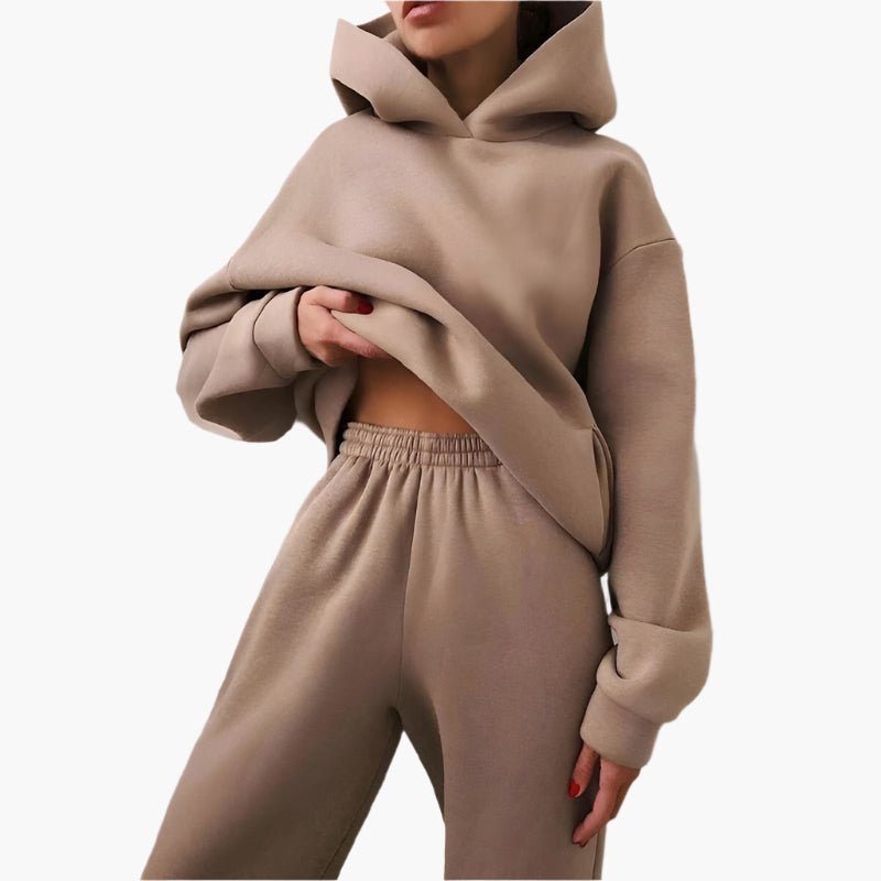 Damen Oversize Freizeit Jogginganzug Set – Kapuzenpullover & Jogginghose, Loungewear für Zuhause und Alltag