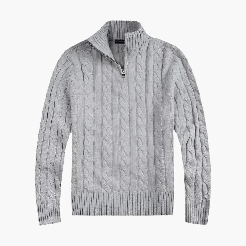 Herren Strickpullover im Old Money Stil mit halbem Reißverschluss – Eleganter Freizeitpullover