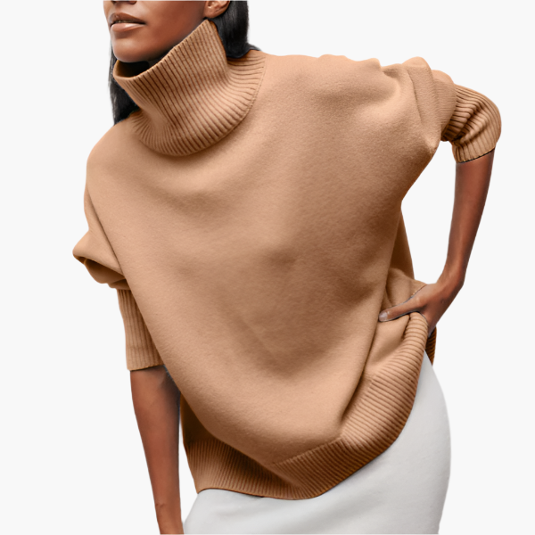 Damen Pullover mit Stehkragen und Voluminösen Ärmeln – Eleganter Stil für Alltag und Büro