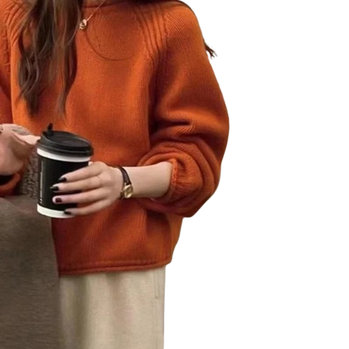 Damen Pullover im französischen Stil – Bequemer weiter Strickpullover für Alltag und Freizeit