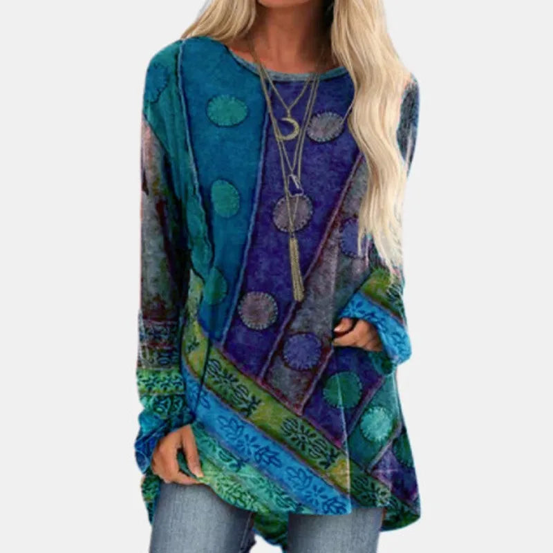 Alison – Damen 3D Bedrucktes Graffiti Langarm T-Shirt