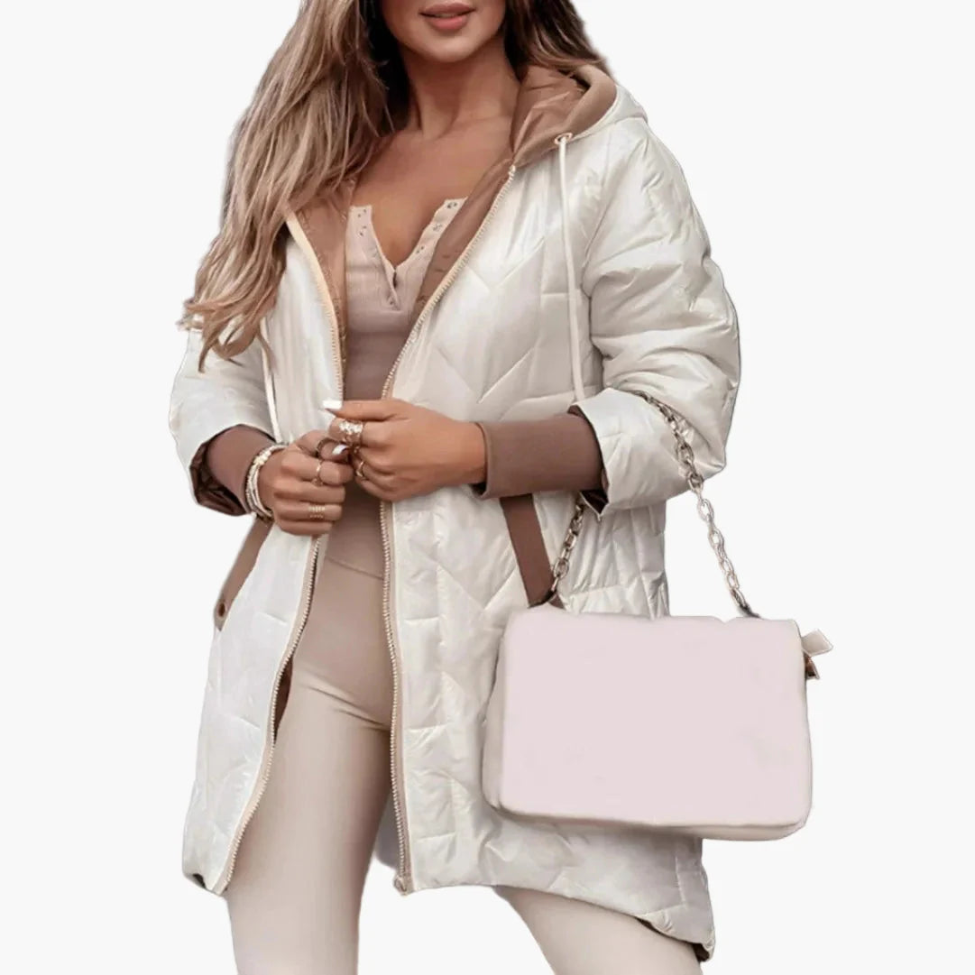 Damen Steppmantel mit Kapuze – Modischer Übergangsjacke für Alltag und Freizeit