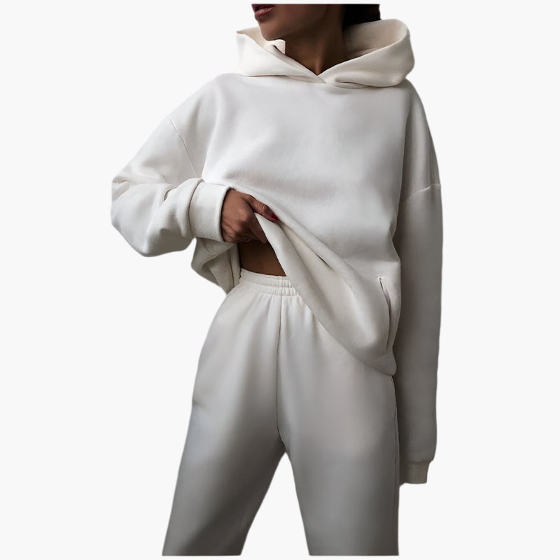 Damen Oversize Freizeit Jogginganzug Set – Kapuzenpullover & Jogginghose, Loungewear für Zuhause und Alltag