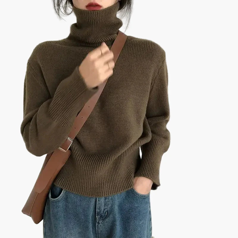 Damen Rollkragenpullover im lässigen Stil – Herbst Winter Strickpullover, modisch & vielseitig