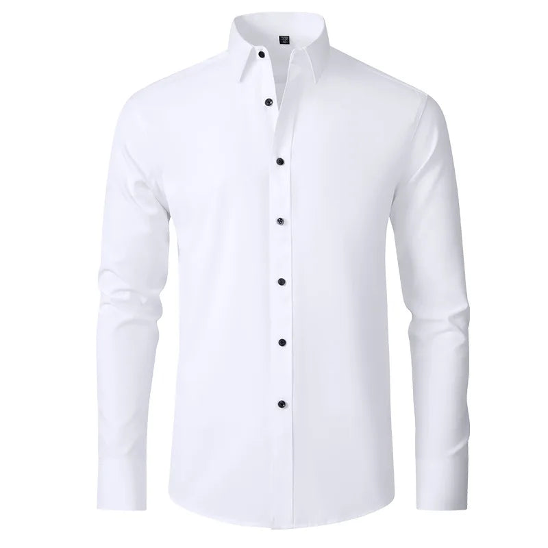 Geoff – Herren Stretch Hemd mit Knopfleiste und schlanker Passform