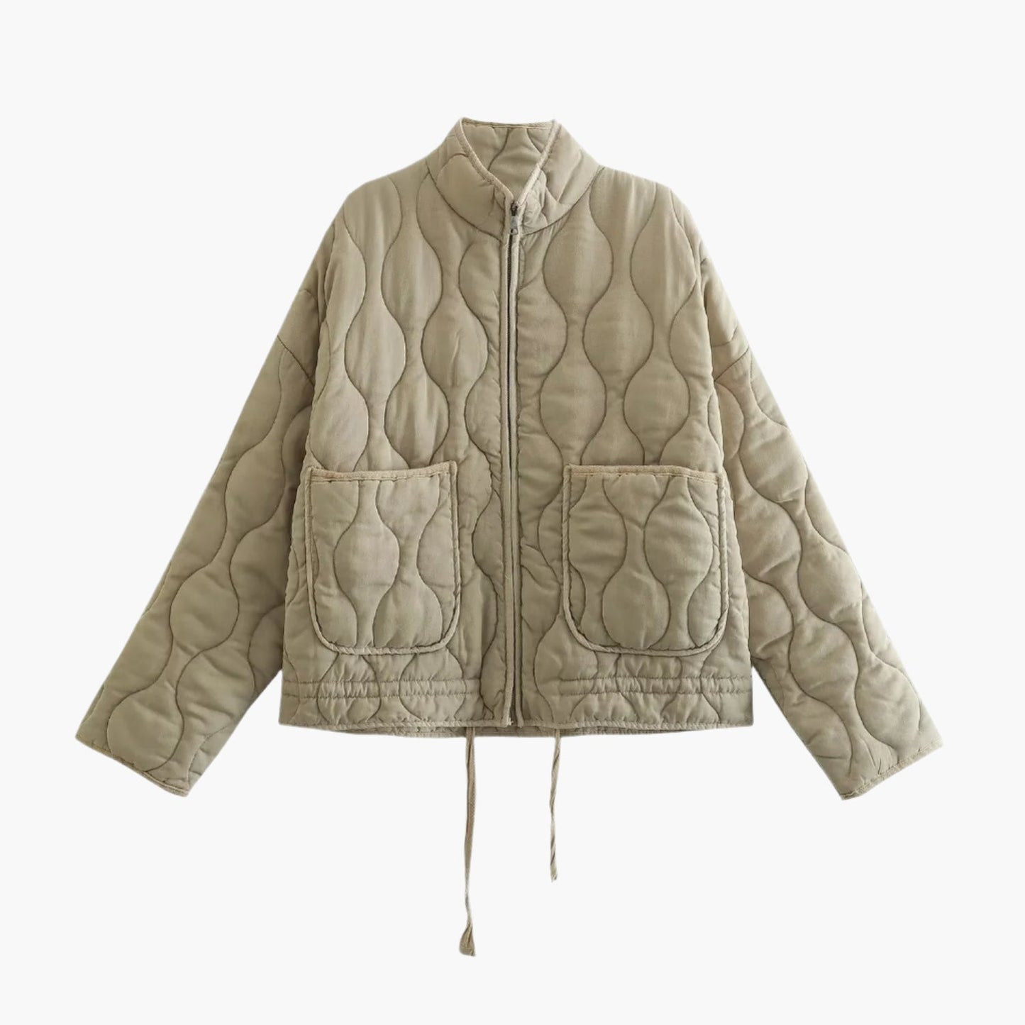 Damen Steppjacke Oversize Winter 2024 – Modische Übergangsjacke mit Taschen und Reißverschluss