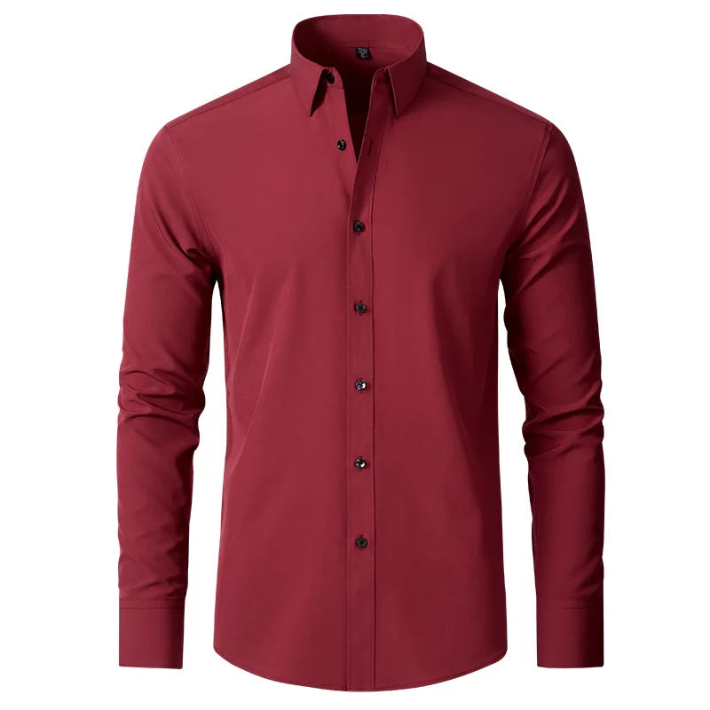 Geoff – Herren Stretch Hemd mit Knopfleiste und schlanker Passform