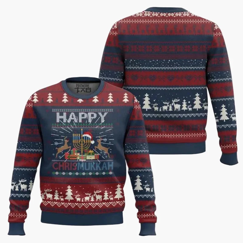 Unisex Weihnachtspullover Ugly Sweater – Lustiger Hanukkah Pullover "Not Today Santa" für Feiertage und Partys