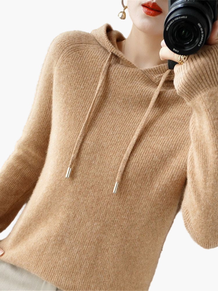 Damen Strickpullover mit Kapuze – Stilvoller Freizeit-Hoodie für Herbst und Winter