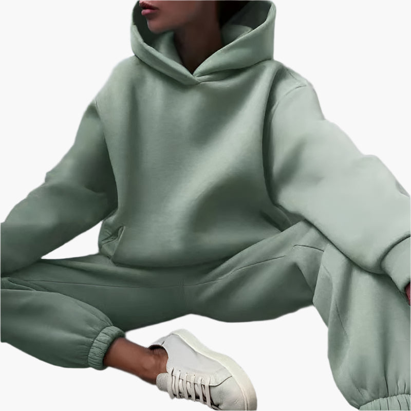 Damen Oversize Freizeit Jogginganzug Set – Kapuzenpullover & Jogginghose, Loungewear für Zuhause und Alltag