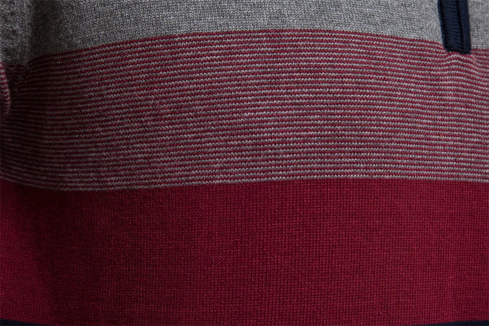 Herren Strickpullover mit Reißverschluss – Moderner Streifen-Look für Alltag und Freizeit