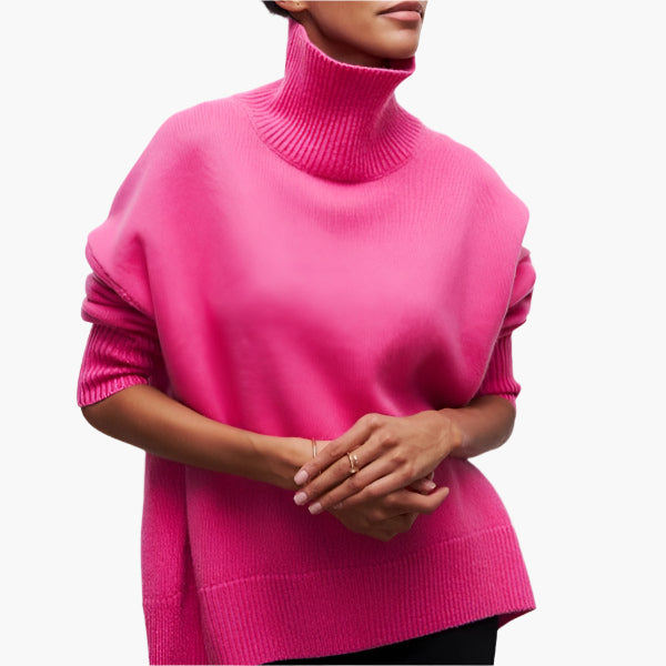 Damen Pullover mit Stehkragen und Voluminösen Ärmeln – Eleganter Stil für Alltag und Büro