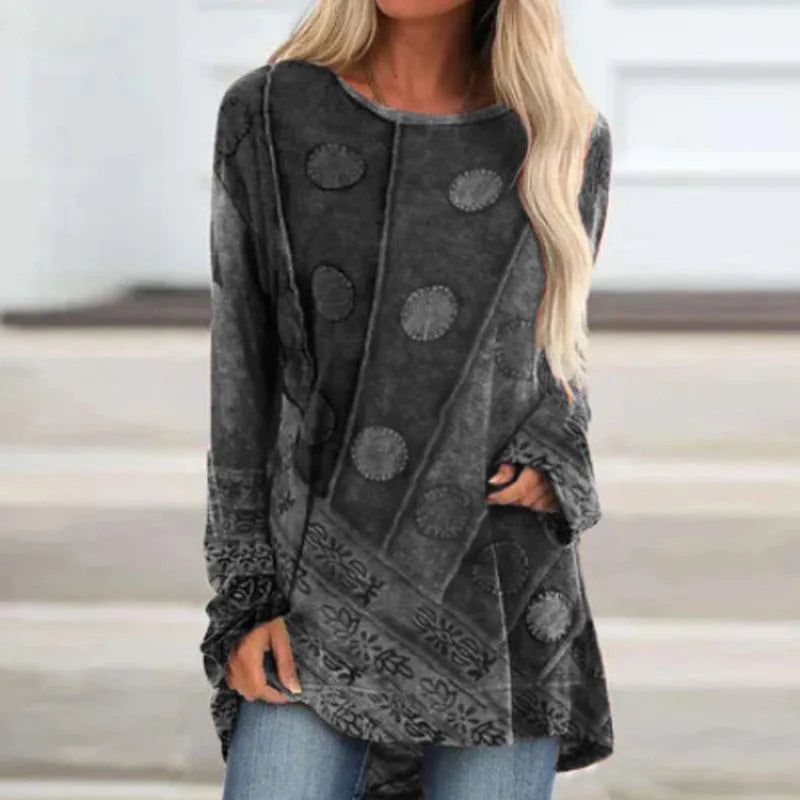 Alison – Damen 3D Bedrucktes Graffiti Langarm T-Shirt