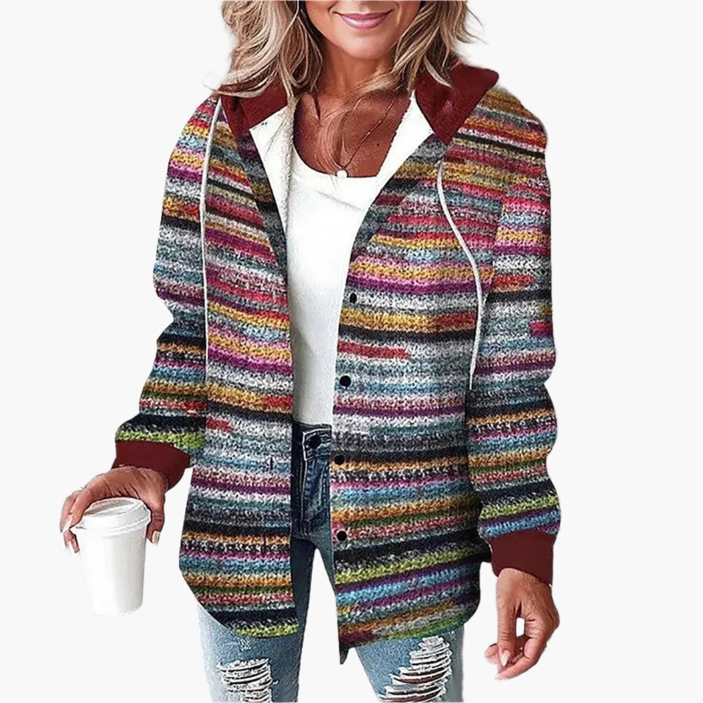 Damen Freizeitjacke im Karomuster – Bequeme Übergangsjacke mit Kapuze, Herbst & Alltag
