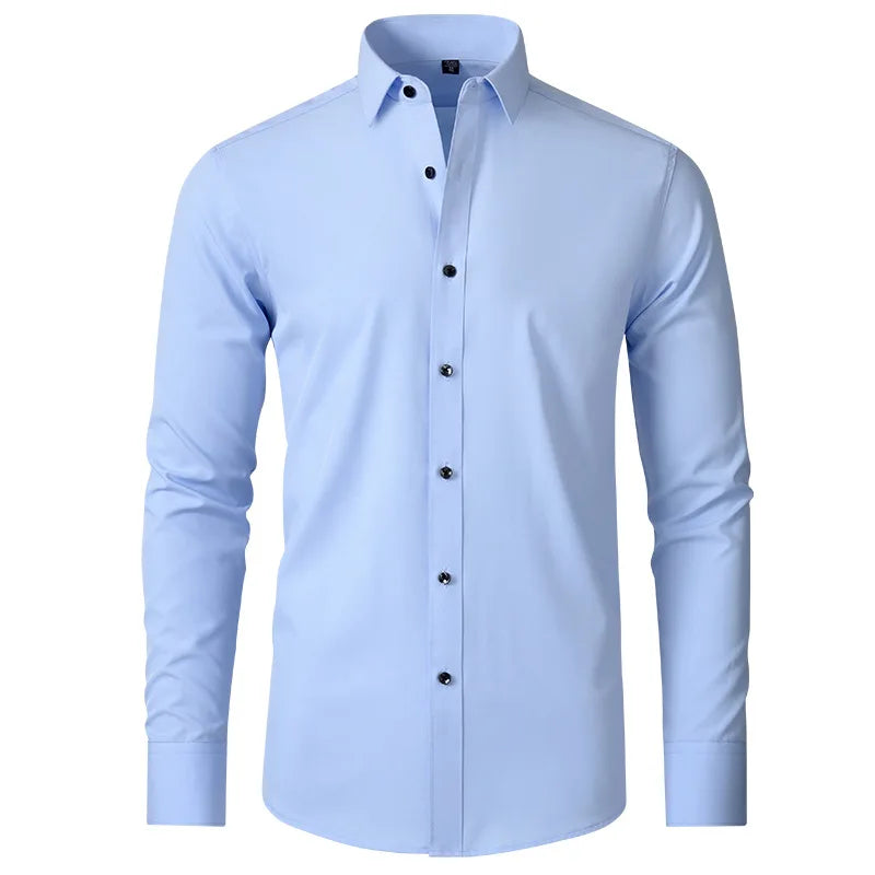Geoff – Herren Stretch Hemd mit Knopfleiste und schlanker Passform