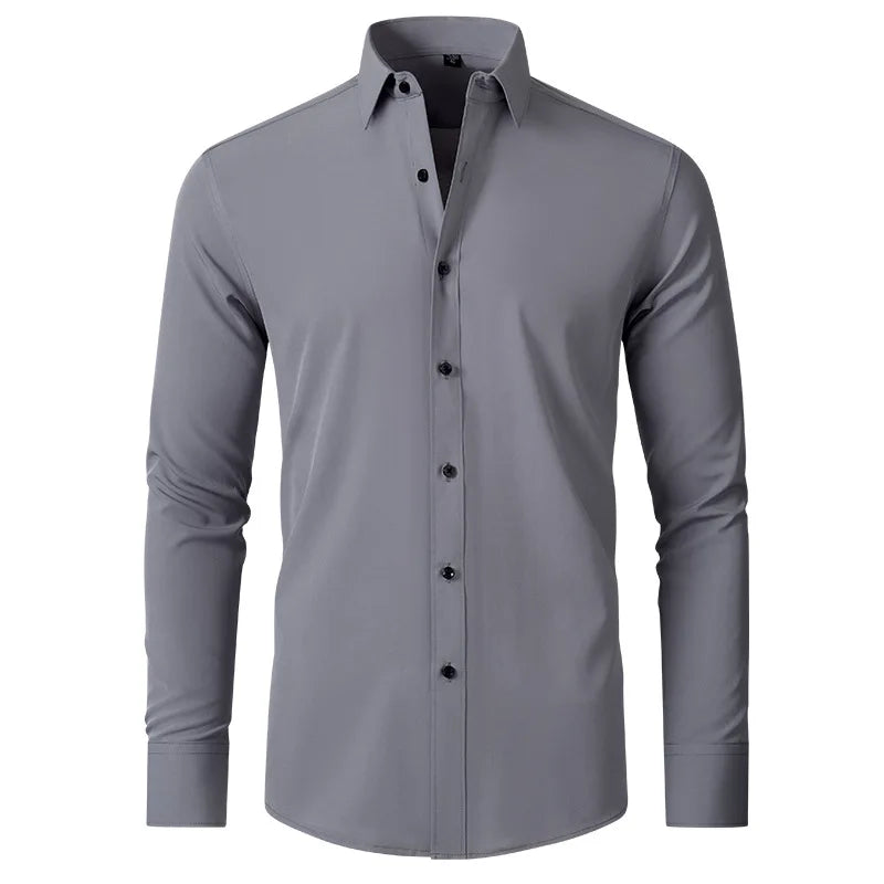 Geoff – Herren Stretch Hemd mit Knopfleiste und schlanker Passform