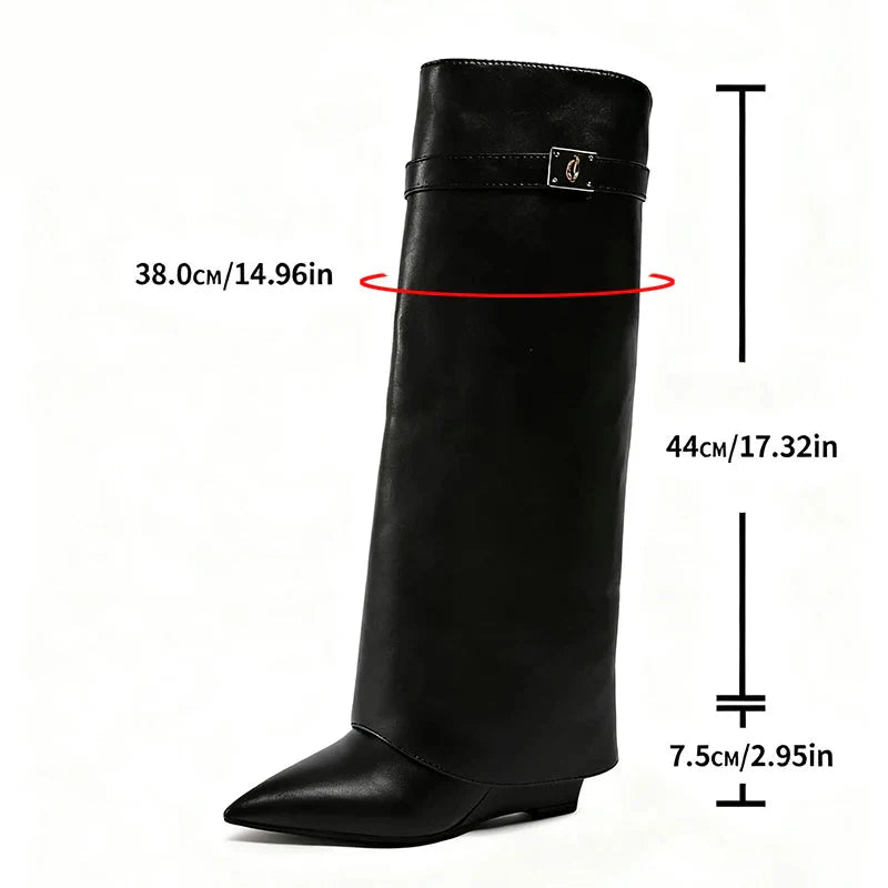 Damen Slouchy Stiefel mit Spitze und flacher Sohle – Modische Statement-Stiefel für Alltag und Ausgehen