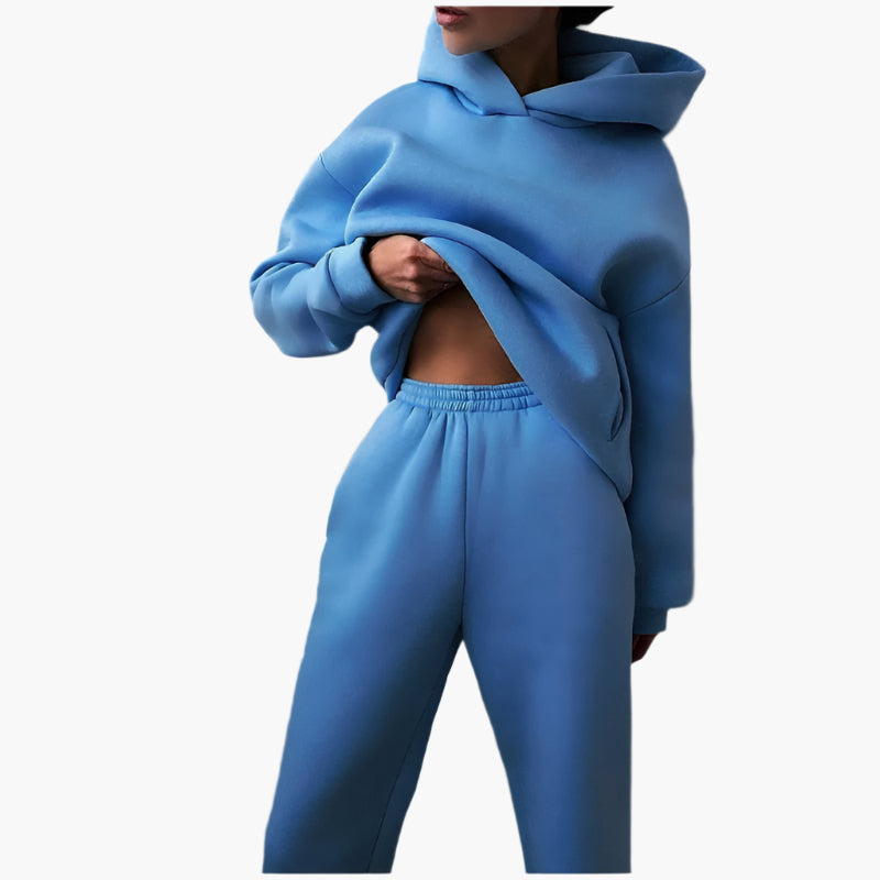 Damen Oversize Freizeit Jogginganzug Set – Kapuzenpullover & Jogginghose, Loungewear für Zuhause und Alltag