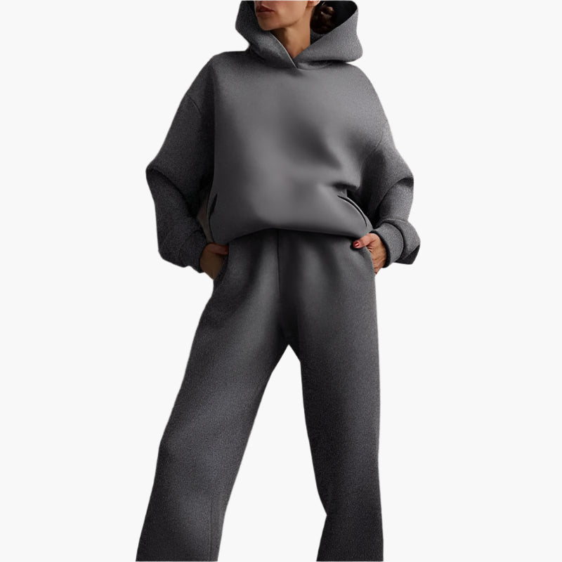 Damen Oversize Freizeit Jogginganzug Set – Kapuzenpullover & Jogginghose, Loungewear für Zuhause und Alltag