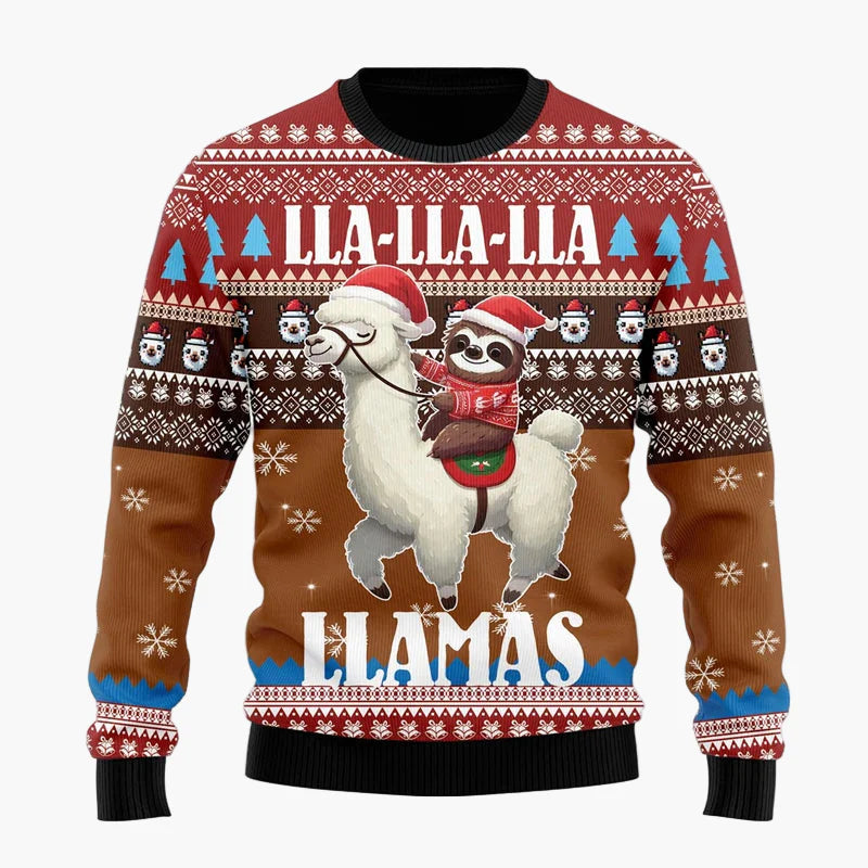 Unisex Weihnachtspullover Lustig Llama mit Sonnenbrille – Ugly Christmas Sweater für Festtage