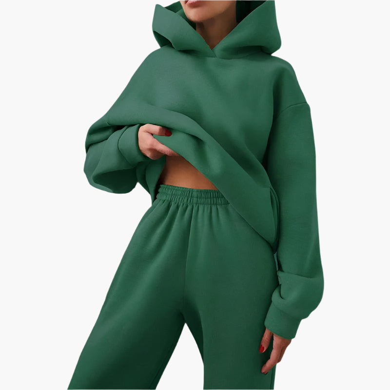 Damen Oversize Freizeit Jogginganzug Set – Kapuzenpullover & Jogginghose, Loungewear für Zuhause und Alltag