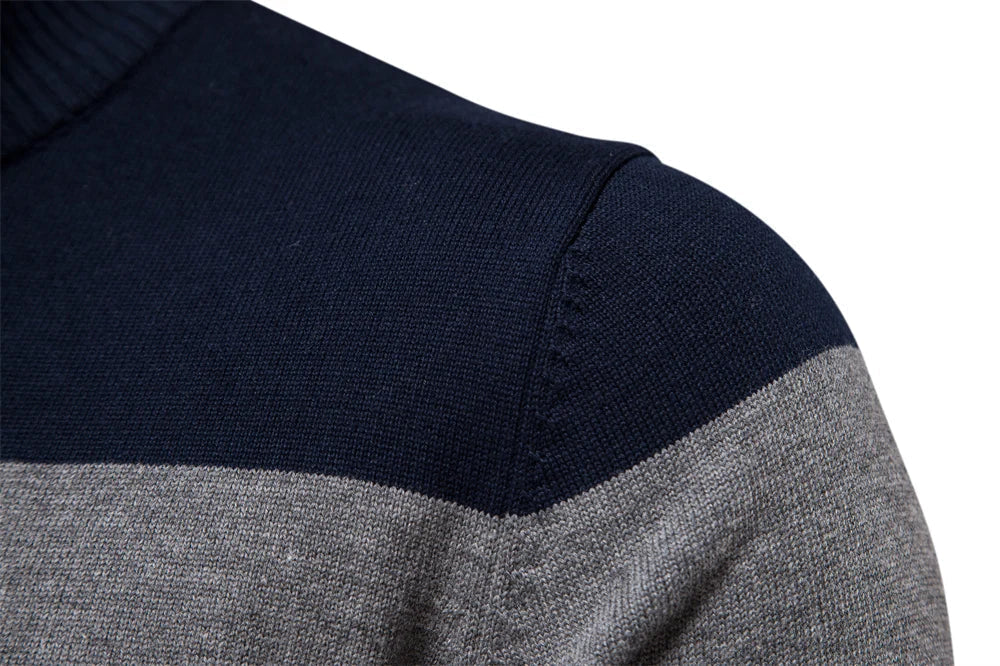 Herren Strickpullover mit Reißverschluss – Moderner Streifen-Look für Alltag und Freizeit