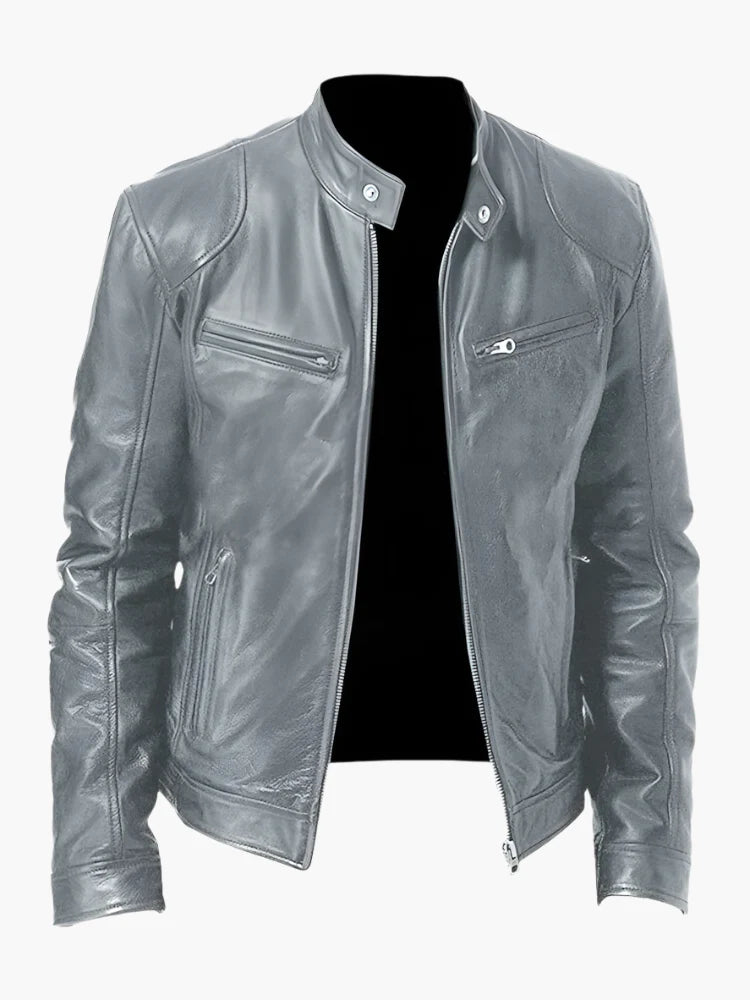 Herren Biker Kunstlederjacke – Klassischer Stil für Alltag und Freizeit