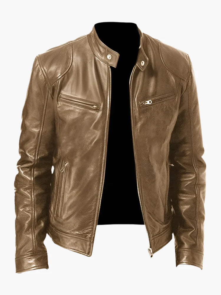 Herren Biker Kunstlederjacke – Klassischer Stil für Alltag und Freizeit