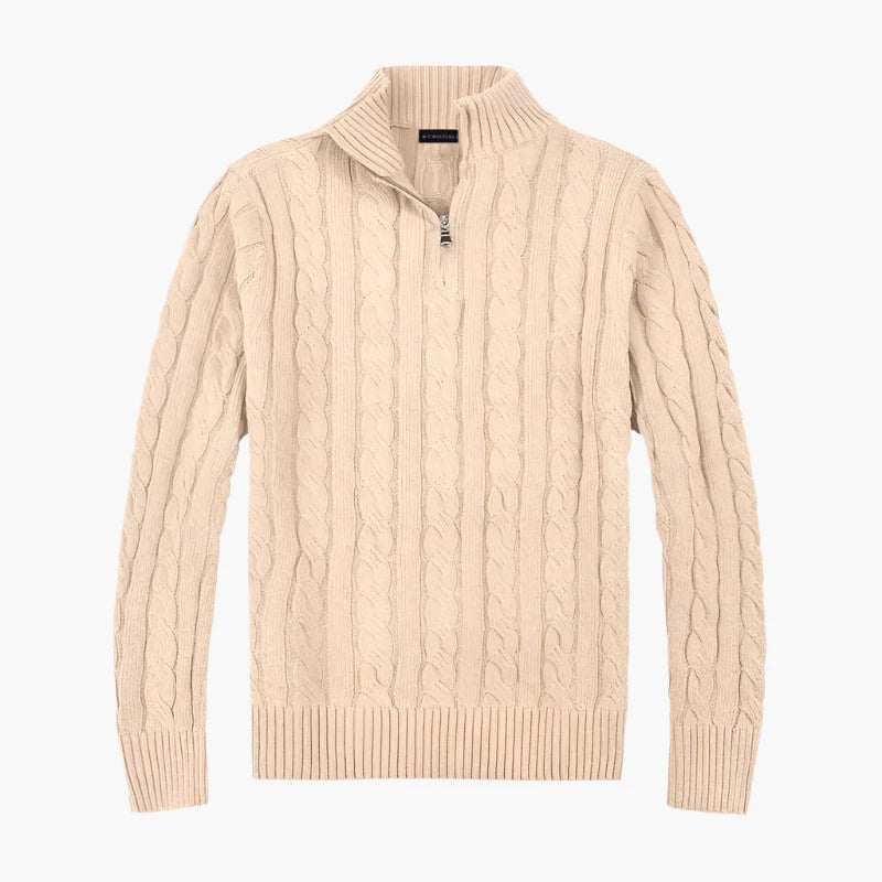 Herren Strickpullover im Old Money Stil mit halbem Reißverschluss – Eleganter Freizeitpullover