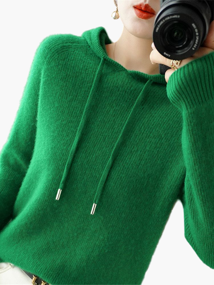 Damen Strickpullover mit Kapuze – Stilvoller Freizeit-Hoodie für Herbst und Winter