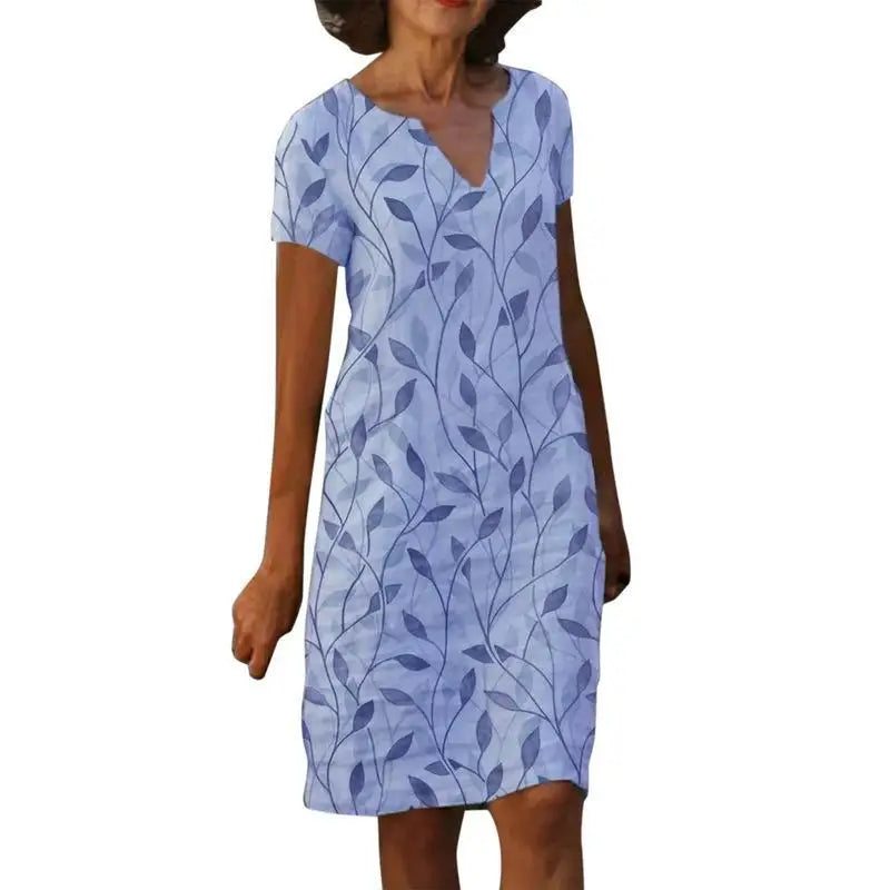 Emma – Vintage Blumen V-Ausschnitt Lang Kleid