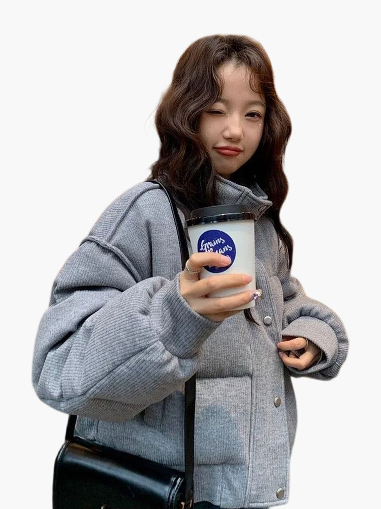 Damen Kurzjacke im Oversize-Stil für Alltag und Freizeit – Modische Winterjacke