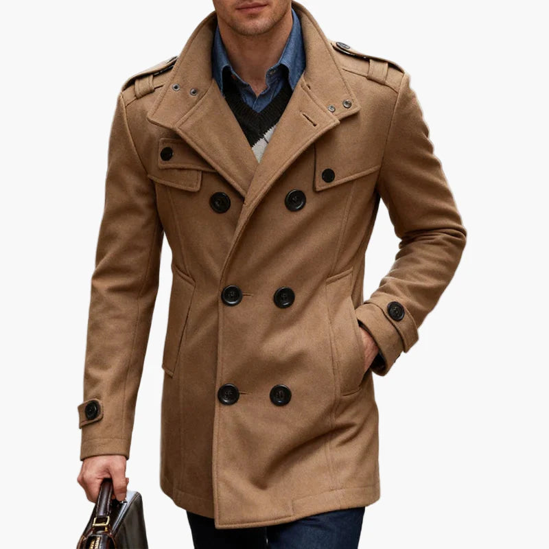 Herren Doppelreihiger Business Mantel – Eleganter Winter Peacoat für Büro & Freizeit