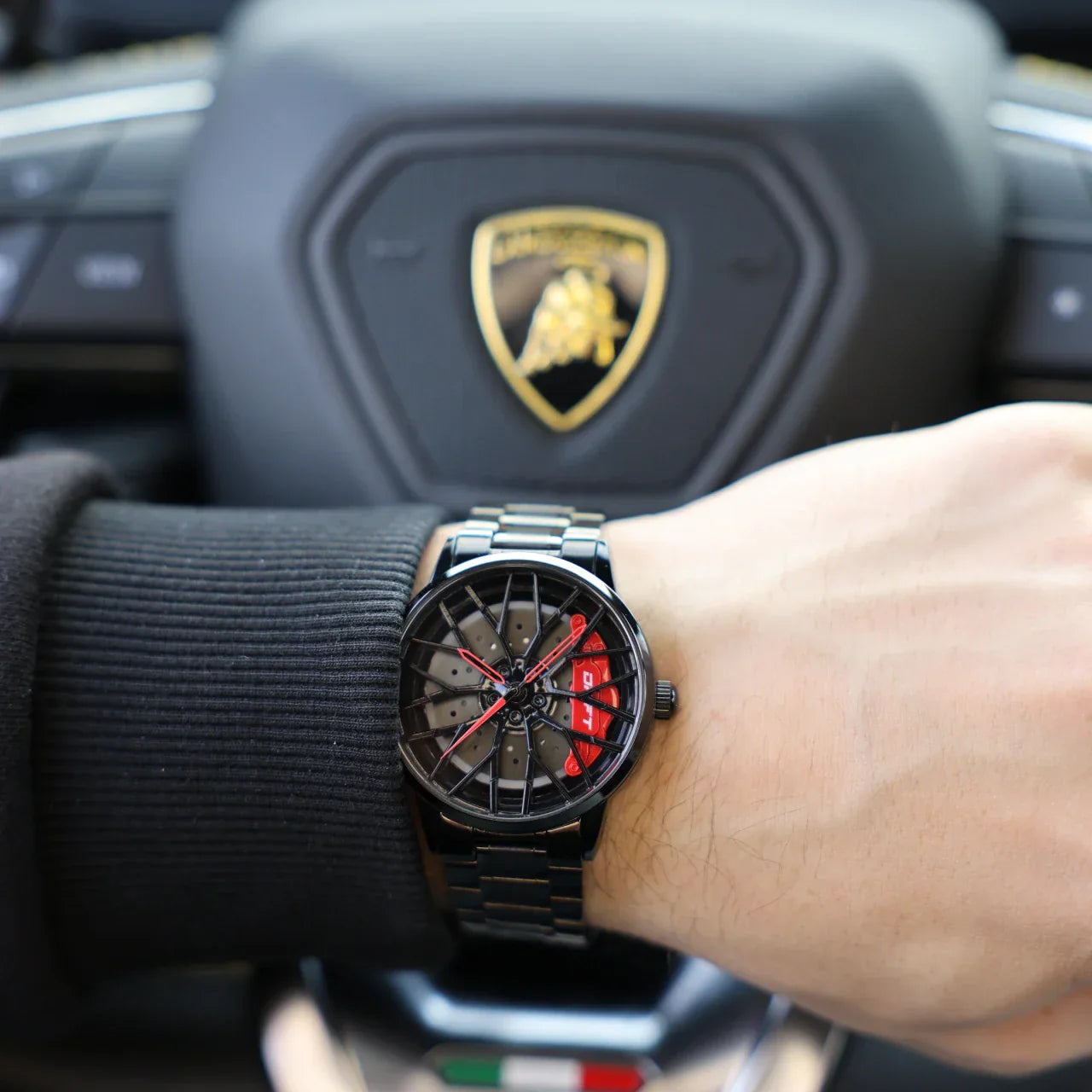 Sommerliche Herrenuhr im Sportfelgen-Design – Armbanduhr für Männer, auffälliger Look für Freizeit & Urlaub