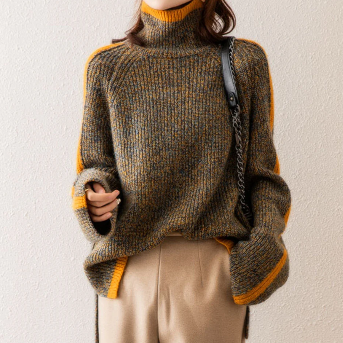 Damen Strickpullover mit Rollkragen – Modischer Winterpullover für Alltag und Freizeit