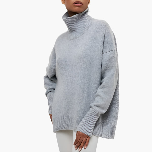 Damen Pullover mit Stehkragen und Voluminösen Ärmeln – Eleganter Stil für Alltag und Büro