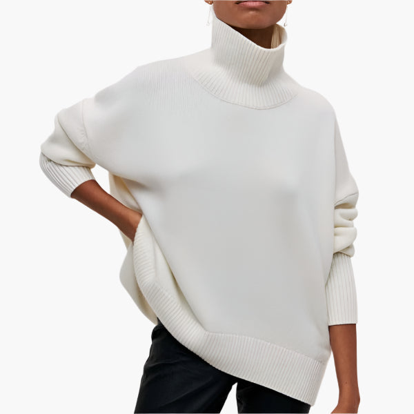 Damen Pullover mit Stehkragen und Voluminösen Ärmeln – Eleganter Stil für Alltag und Büro
