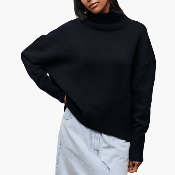 Damen Pullover mit Stehkragen und Voluminösen Ärmeln – Eleganter Stil für Alltag und Büro