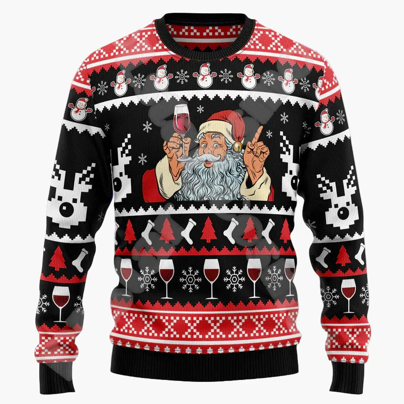Herren Ugly Christmas Sweater mit Totenkopf und Weihnachtsmütze – Lustiger Pullover für Weihnachten und Winterpartys