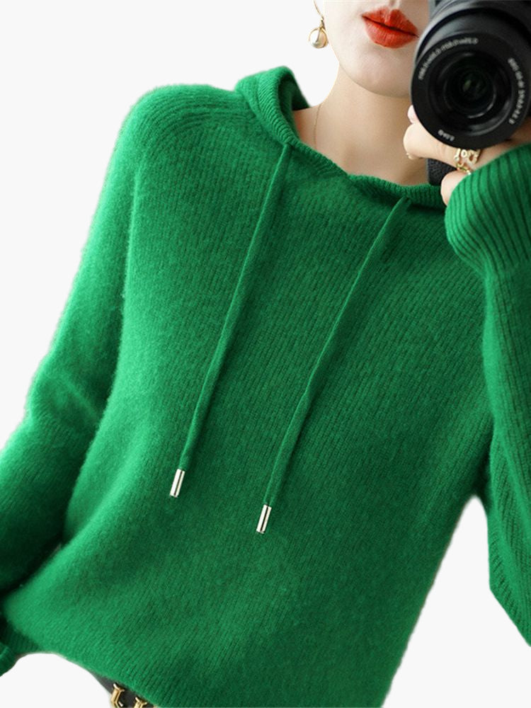 Damen Strickpullover mit Kapuze – Stilvoller Freizeit-Hoodie für Herbst und Winter