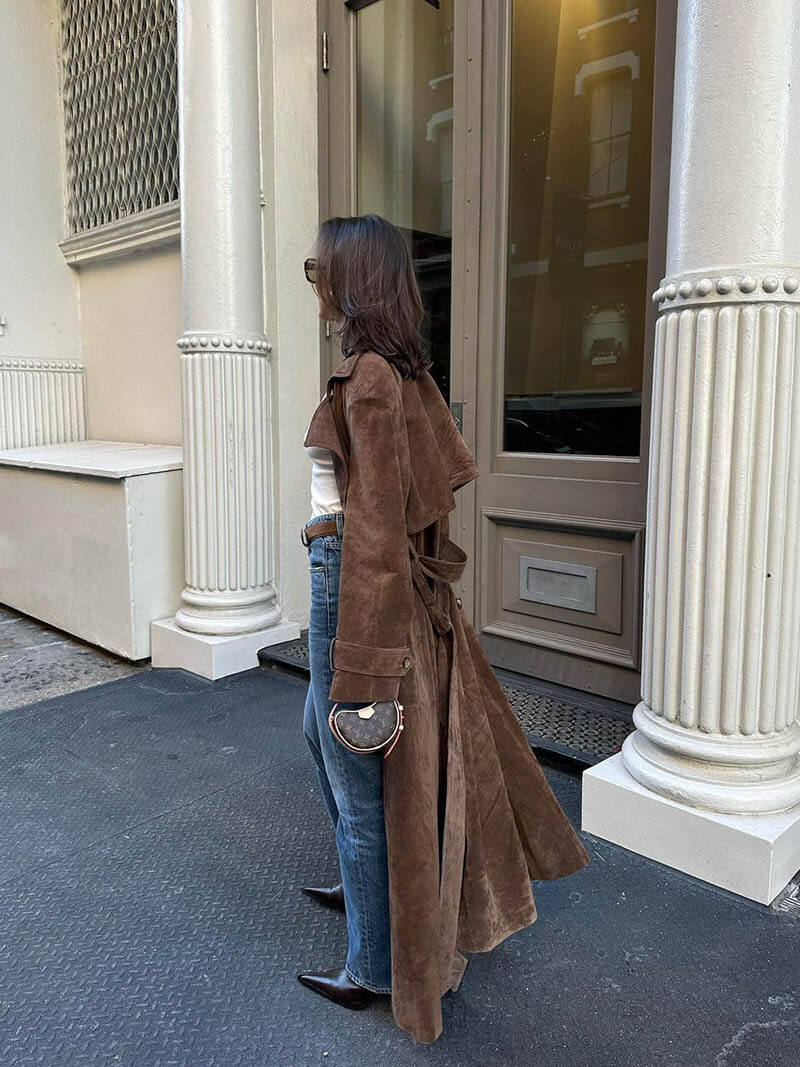 Damen Trenchcoat Longline mit Gürtel – Eleganter Mantel für stilbewusste Frauen
