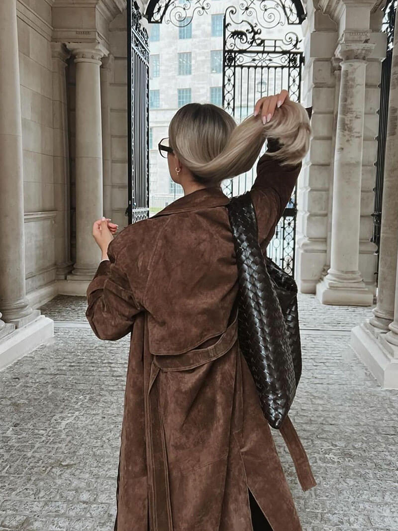 Damen Trenchcoat Longline mit Gürtel – Eleganter Mantel für stilbewusste Frauen