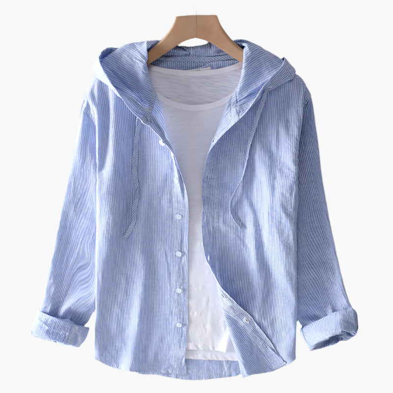 Damen Leinenbluse mit Kapuze – Casual Eleganz für Alltag und Reisen