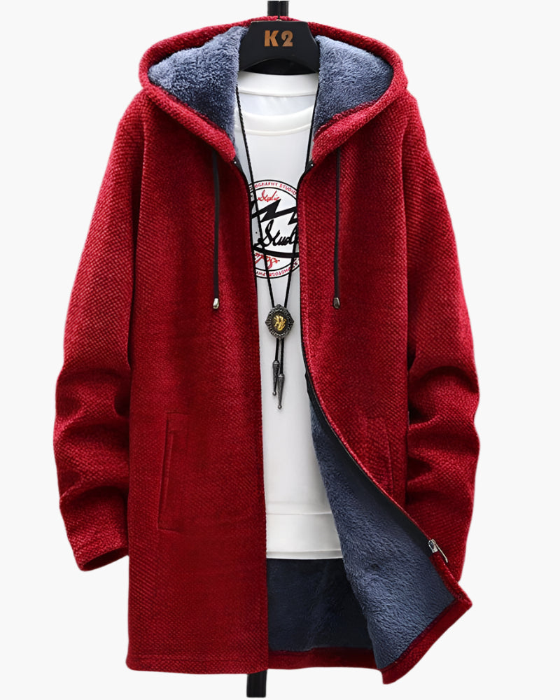 Herren Fleecejacke mit Kapuze – Modischer Wintermantel für Alltag & Freizeit