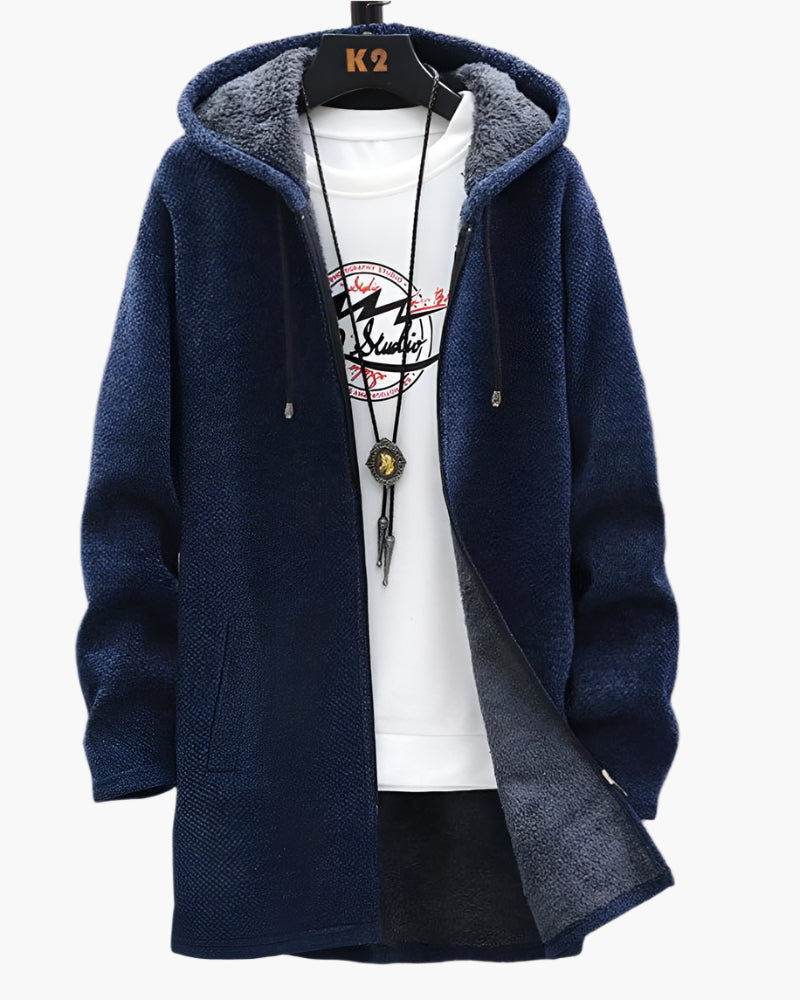 Herren Fleecejacke mit Kapuze – Modischer Wintermantel für Alltag & Freizeit