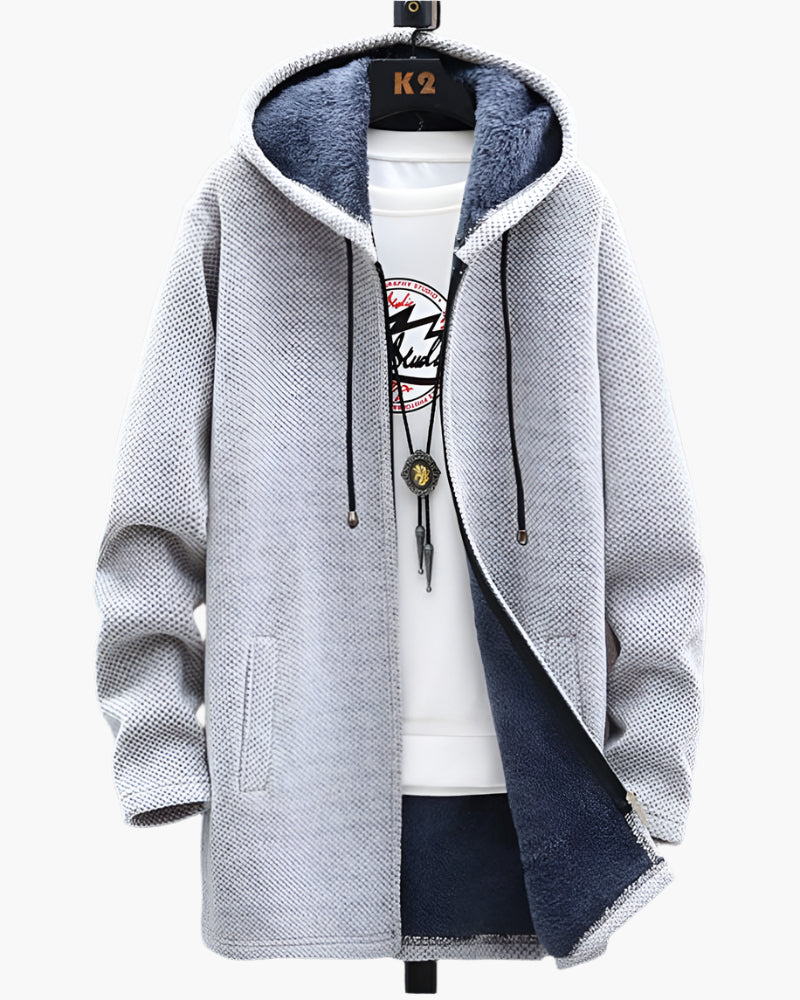 Herren Fleecejacke mit Kapuze – Modischer Wintermantel für Alltag & Freizeit