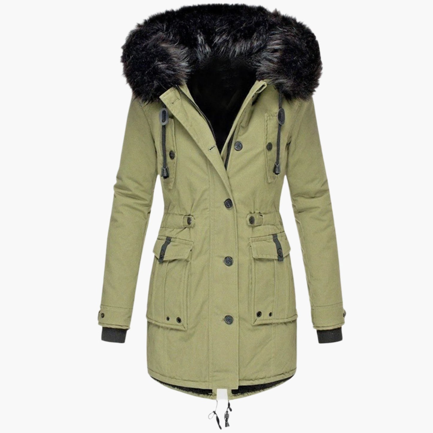 Damen Winterparka mit Kunstfellkapuze – Modischer Mantel für kalte Tage
