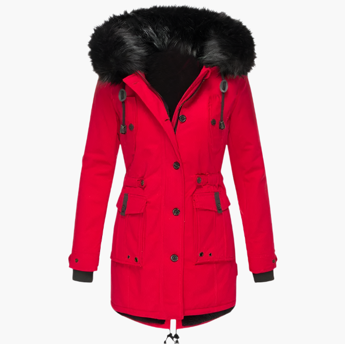 Damen Winterparka mit Kunstfellkapuze – Modischer Mantel für kalte Tage