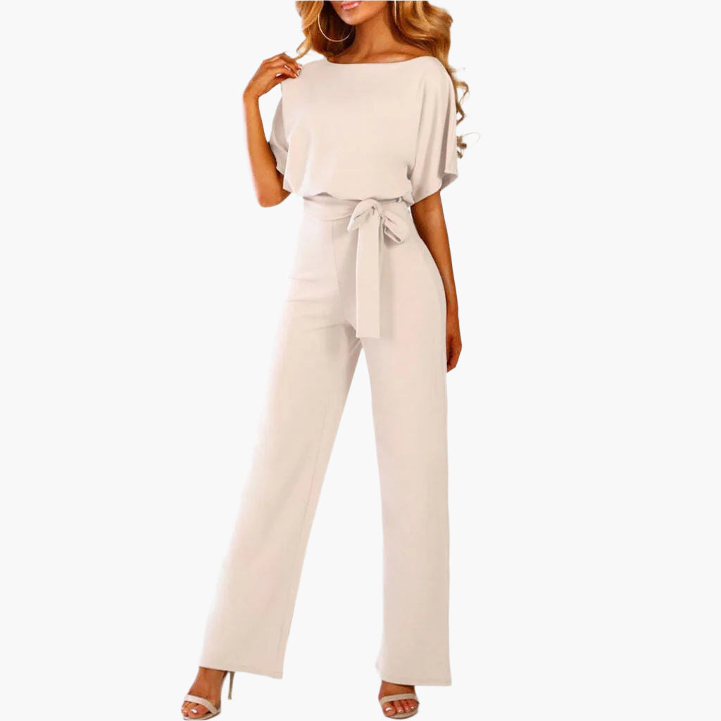Damen Eleganter Jumpsuit mit weitem Bein und Taillengürtel für besondere Anlässe