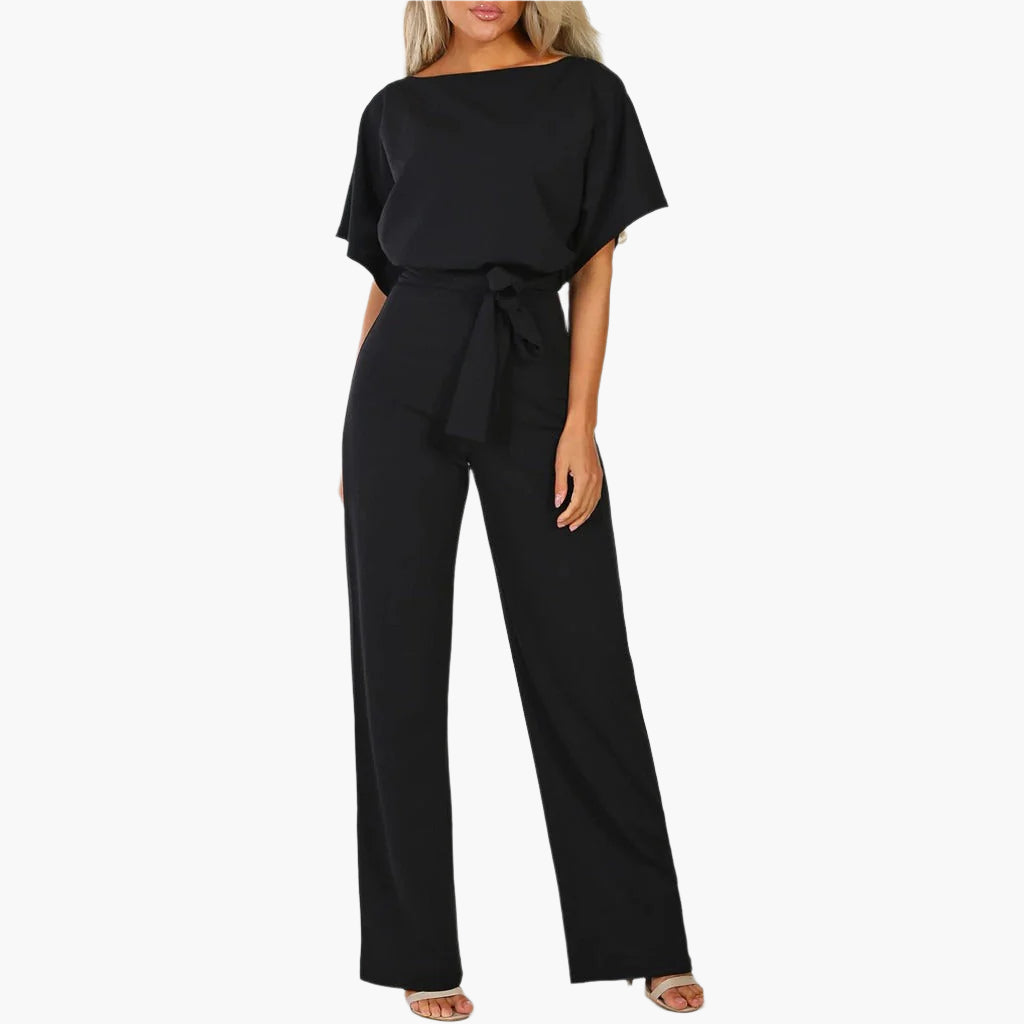 Damen Eleganter Jumpsuit mit weitem Bein und Taillengürtel für besondere Anlässe